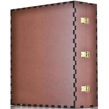 Футляр МДФ Бордо Красный с бархатом на 3 бутылки с замком