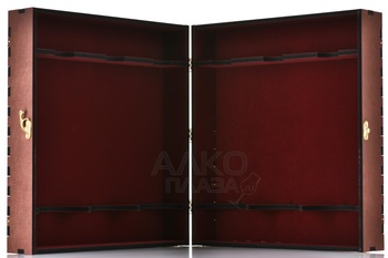 Футляр МДФ Бордо Красный с бархатом на 3 бутылки с замком