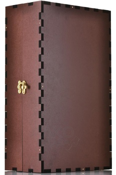 Футляр МДФ Бордо с бархатом  на 2 бутылки с замком