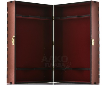 Футляр МДФ Бордо с бархатом  на 2 бутылки с замком