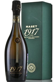 Maset 1917 Gran Reserva Brut Nature Cava - вино игристое Кава Масет 1917 Гран Резерва Брют Натюр 0.75 л белое брют натюр в п/у