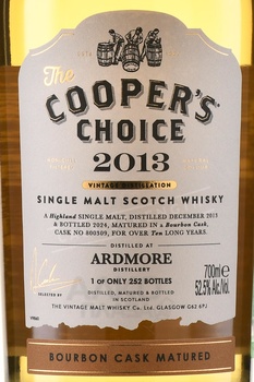 The Cooper’s Choice Ardmore Single Malt Bourbon Cask Matured - виски Зе Куперс Чойс Ардмор Сингл Молт Бурбон Каск Мейчуред 0.7 л в п/у