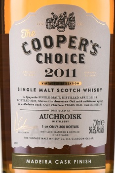 The Cooper’s Choice Auchroisk Single Malt Madeira Cask Finish - виски Зе Куперс Чойс Отруск Сингл Молт Мадейра Каск Финиш 0.7 л в п/у