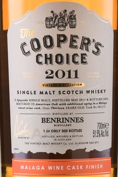 The Cooper’s Choice Benrinnes Single Malt Malaga Wine Cask Finish - виски Зе Куперс Чойс Бенриннес Сингл Молт Малага Вайн Каск Финиш 0.7 л в п/у
