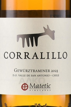 Matetic Corralillo Gewurztraminer - вино Матетик Корралильо Гевюрцтраминер 0.75 л белое сухое