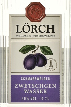 Lorch Schwarzwalder Zwetschgen-Wasser - водка Лёрх Шварцвельдер Цвейтген Вассер 0.7 л