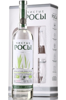Водка Чистые Росы 0.7 л в п/у + 2 стопки