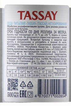 Вода Тассай 0.5 л негазированная стекло