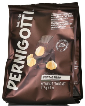 Конфеты Перниготти Пепитас Неро 117 гр темный шоколад с цельным фундуком
