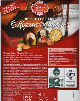 Reber Mozart W. Amadeus Mozart - Шоколадный набор Ребел Моцарт В. Амадей Моцарт 240 г