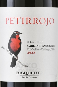 Bisquertt Petirrojo Reserva Cabernet Sauvignon - вино Бискертт Петиррохо Резерва Каберне Совиньон 0.75 л красное сухое