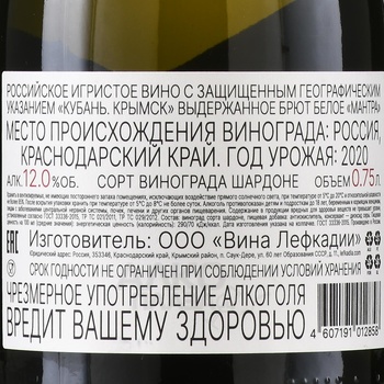 Вино игристое Мантра Блан де Блан 0.75 л белое брют