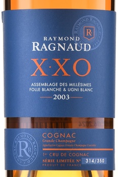 Raymond Ragnaud XXO Premier Cru Grande Champagne - коньяк Реймонд Раньо ХХО Гранд Шампань Премье Крю 0.7 л в п/у