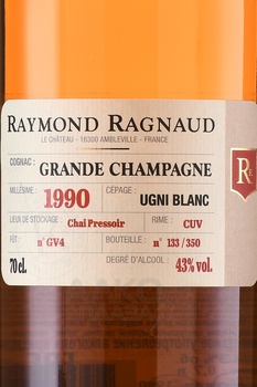 Raymond Ragnaud Grand Champagne 1-Cru Millesime 1990 - коньяк Реймонд Раньо Гранд Шампань Премье Крю Миллезиме 1990 года 0.7 л в п/у