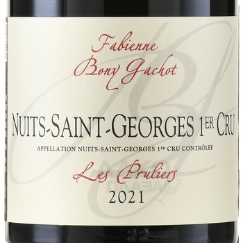 Fabienne Bony Gachot 1-er Cru Les Pruliers Rouge Nuits-Saint-Georges - вино Фабьенн Бони Гашо Премье Крю Ле Прюйе Руж Нюи Сен Жорж 0.75 л красное сухое