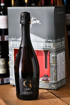 Gaetano Prosecco Extra Dry - вино игристое Гаэтано Просекко Экстра Драй 0.75 л белое экстра драй в п/у + 1 бокал