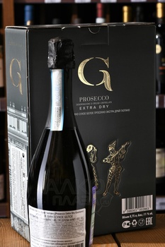 Gaetano Prosecco Extra Dry - вино игристое Гаэтано Просекко Экстра Драй 0.75 л белое экстра драй в п/у + 1 бокал