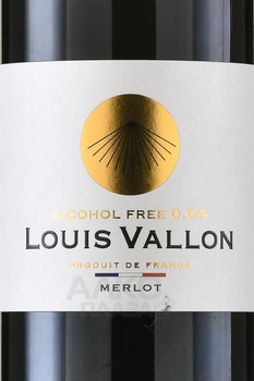 Louis Vallon Merlot - вино безалкогольное Луи Валлон Мерло 0.75 л красное полусухое этикетка