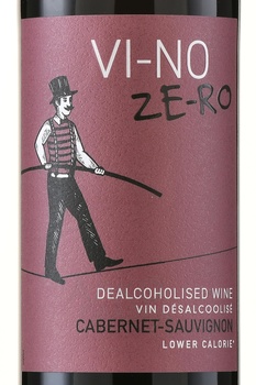 Vi-no Ze-ro Cabernet Sauvignon - вино безалкогольное Ви-Но Зе-Ро Каберне Совиньон 0.75 л красное полусладкое этикетка