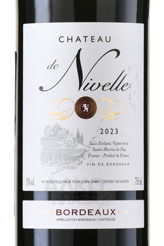 Chateau de Nivelle Bordeaux - вино Шато де Нивель Бордо 0.75 л красное сухое