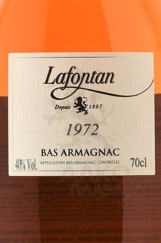 Lafontan Millesime 1972 - арманьяк Лафонтан Миллезиме 1972 год 0.7 л в д/у