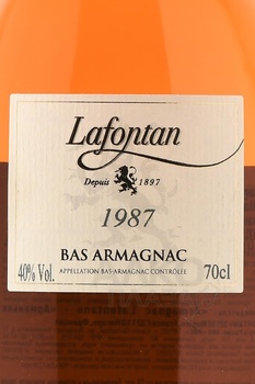 Lafontan Millesime 1987 - арманьяк Лафонтан Миллезим 1987 года 0.7 л