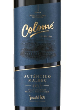 Colome Autentico Malbec  - вино Коломе Аутентико Мальбек 0.75 л красное сухое
