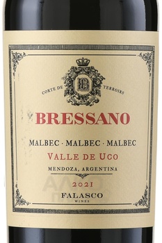 Bressano Malbec Malbec Malbec - вино Брессано Мальбек Мальбек Мальбек 2019 год 0.75 л красное сухое