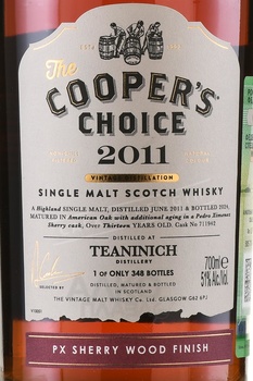 The Cooper’s Choice Teaninich Pedro Ximenez Sherry Wood Finish - виски Зе Куперс Чойс Тининич Педро Хименес Шерри Вуд Финиш 0.7 л в п/у
