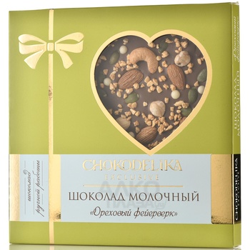 Шоколад Чокоделика молочный с украшением Ореховый Фейерверк 150 г