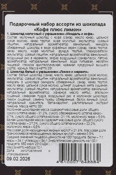 Шоколад Чокоделика Ассорти Кофе плюс Лимон 70 г