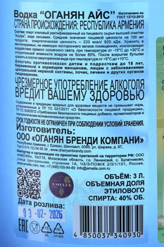 Водка Оганян Айс 3 л в п/у качели